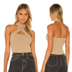 NBD Taupe Crop Halter Top in XS